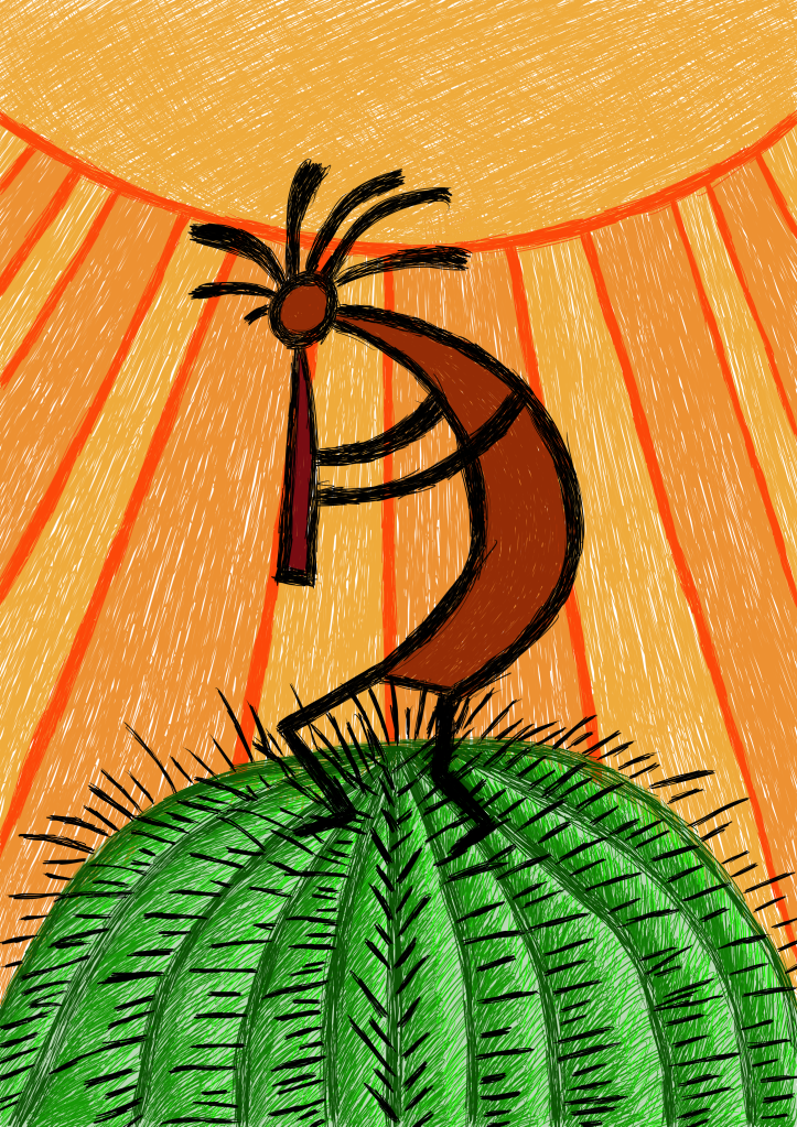 Kokopelli and Cactus